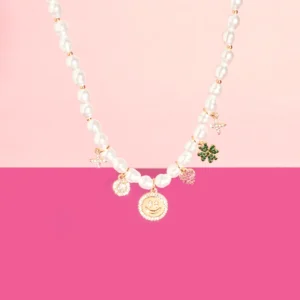 Sleek Pearl Tassel charm Statement Necklace